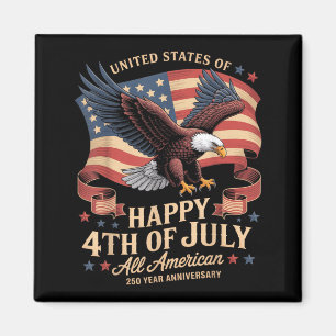 Happy 4th Of July Aamerican Flag Magnet
