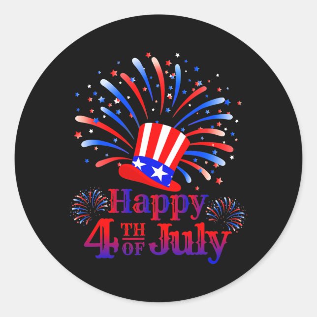 Happy 4th of July America Celebrating Freedom  Classic Round Sticker (Front)