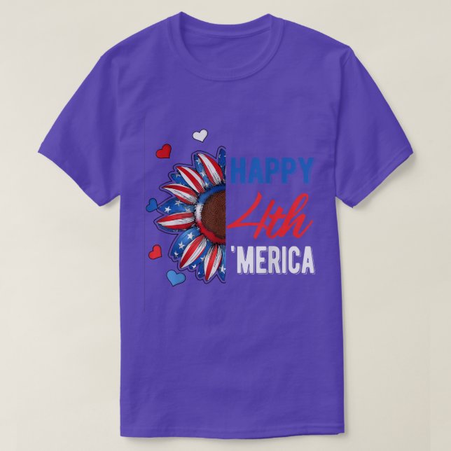 Happy 4th of July America Independence Sunflower G T-Shirt (Design Front)