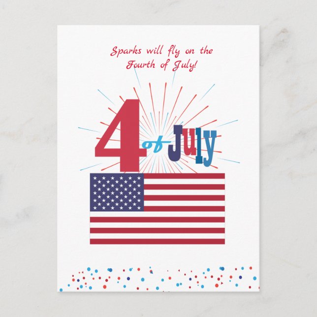 Happy 4th of July America USA Flag Patriotic Heart Postcard (Front)