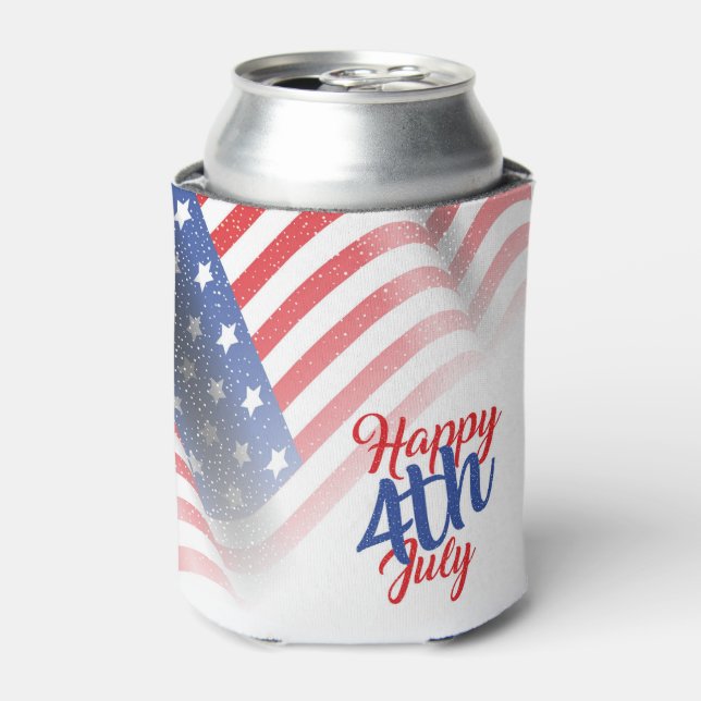 Happy 4th of July American Flag  Can Cooler (Can Front)