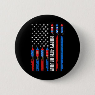Happy 4th Of July American Flag Fireworks Patrioti 6 Cm Round Badge