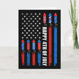 Happy 4th Of July American Flag Fireworks Patrioti Card