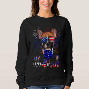Happy 4th Of July American Flag French Bulldog Sun Sweatshirt