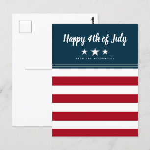 Happy 4th of July American Flag Personalised Postcard