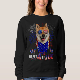 Happy 4th Of July American Flag Shiba Inu Dog Sung Sweatshirt