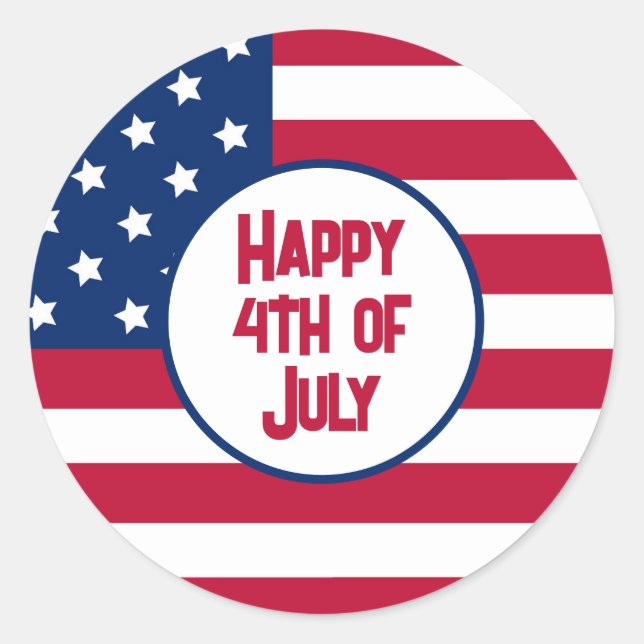 Happy 4th of July American Flag Sticker (Front)