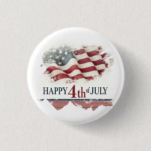 Happy 4th of July - American Flag Vintage Design 3 Cm Round Badge