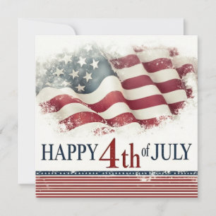 Happy 4th of July - American Flag Vintage Design Card