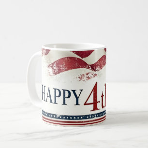 Happy 4th of July - American Flag Vintage Design Coffee Mug