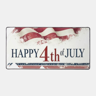 Happy 4th of July - American Flag Vintage Design Desk Mat