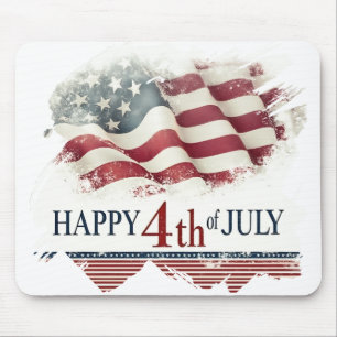 Happy 4th of July - American Flag Vintage Design Mouse Mat
