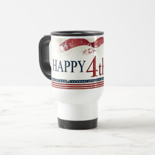 Happy 4th of July - American Flag Vintage Design Travel Mug