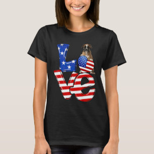 Happy 4th Of July American Love Brown Boxer Dog T-Shirt