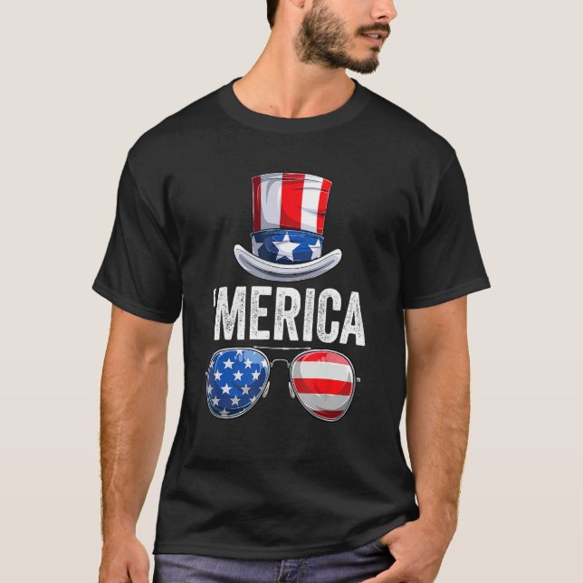 Happy 4th Of July American Patriotic US Flag Meric T-Shirt (Front)