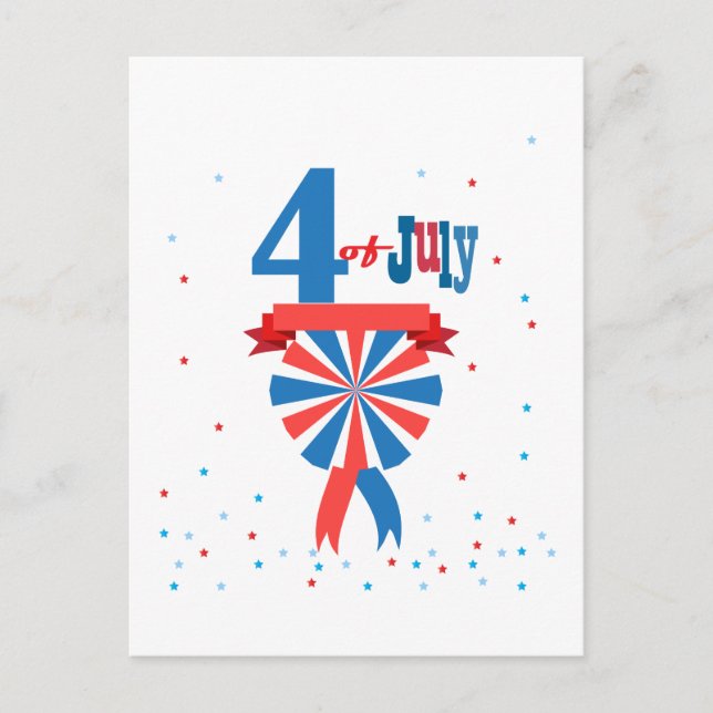 Happy 4th of July American USA Flag Patriotic Postcard (Front)