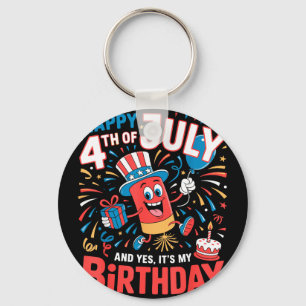 Happy 4th of july and it's my birthday boys girls key ring