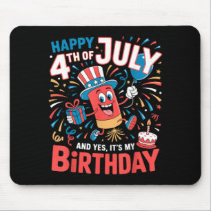 Happy 4th of July And Its My Birthday Boys Girls Mouse Mat