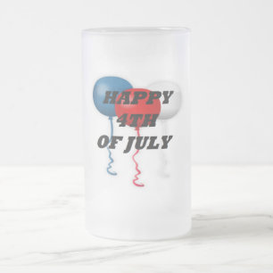 "HAPPY 4TH OF JULY" BALLOONS FROSTED GLASS BEER MUG