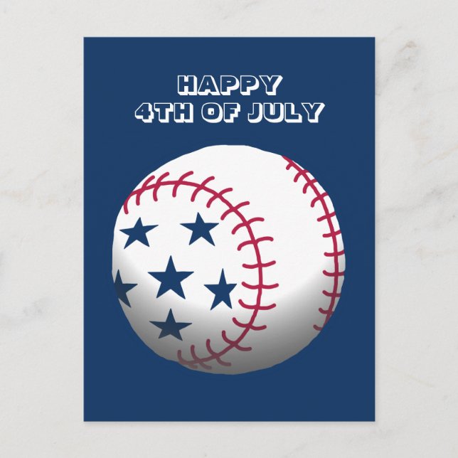 Happy 4th of July Baseball Holiday Postcard (Front)