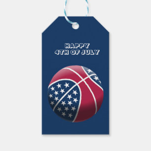 Happy 4th of July Basketball Gift Tags