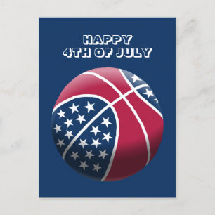 Happy 4th of July Basketball Holiday Postcard