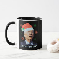 Happy 4th of July Biden Christmas Santa Hat Funny 
