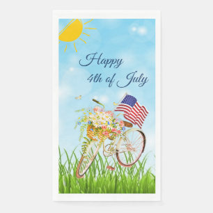 Happy 4th of July bike with flag Napkin