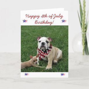 Happy 4th of July Birthday bulldog greeting card