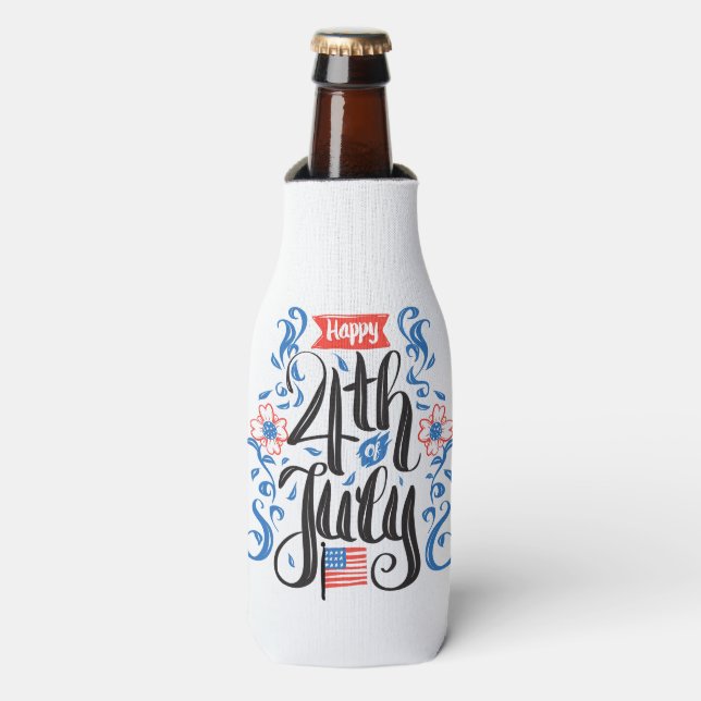 Happy 4th of July Bottle Cooler (Bottle Front)