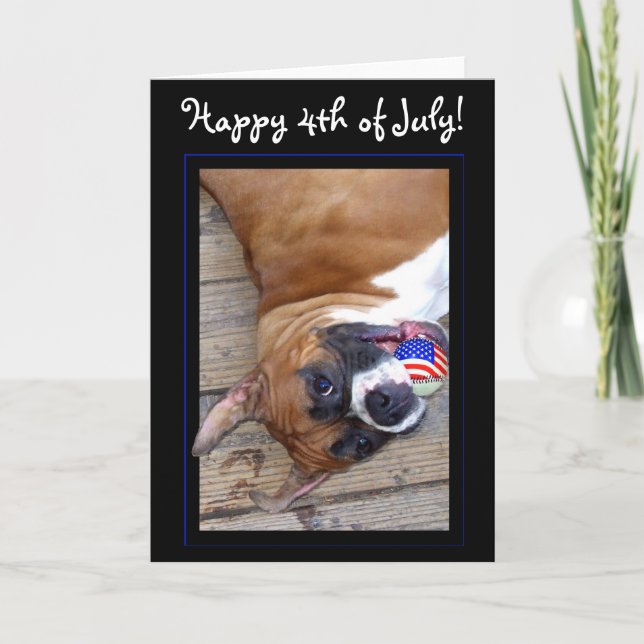 Happy 4th of July Boxer greeting card (Front)