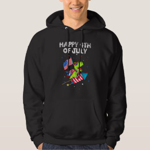 Happy 4th Of July Boys Toddler Trex Dinosaur Ameri Hoodie