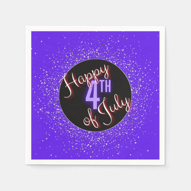 Happy 4th of July Brilliant Red White & Blue  Napkin (Front)