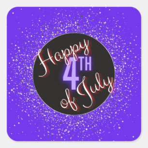 Happy 4th of July Brilliant Red White & Blue   Square Sticker