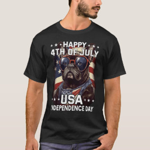 Happy 4th of July Bulldog USA Independence Day Dog T-Shirt