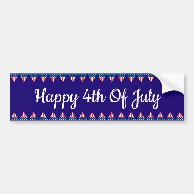 Happy 4th Of July Bumper Sticker (Front)