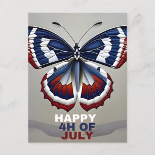 Happy 4th of July, Butterfly, USA, Holiday,  Holiday Postcard