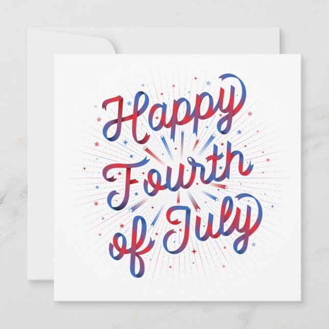 Happy 4th of July Card 5.25 (Red/Blue Gradient) (Front)