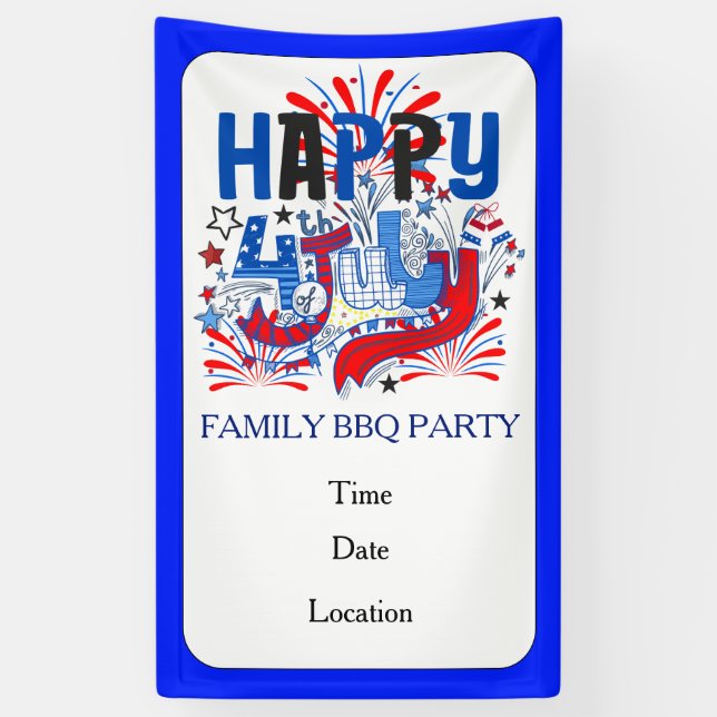 Happy 4th of July Celebration Custom Text Banner (Vertical)