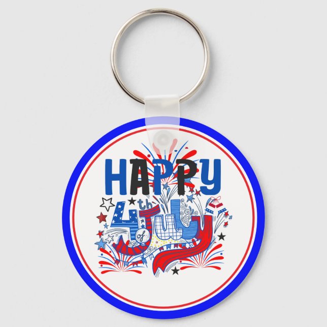 Happy 4th of July Celebration Design  Key Ring (Front)