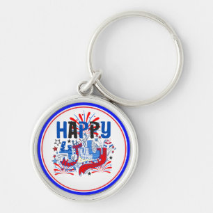 Happy 4th of July Celebration Design Key Ring