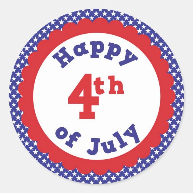Happy 4th of July Classic Round Sticker (Front)