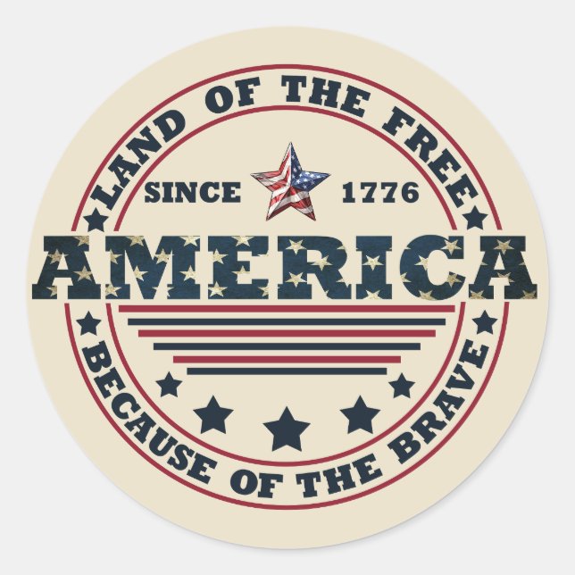 Happy 4th of july classic round sticker (Front)