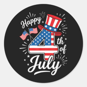 Happy 4th of July Classic Round Sticker