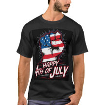 Happy 4th Of July Clenched Fist Patriotic Black