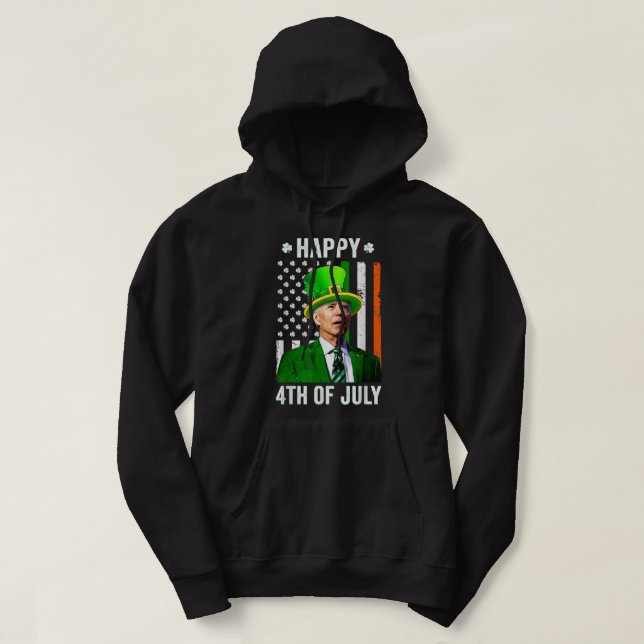 Happy 4th Of July Confused Funny Joe Biden St Patr Hoodie (Design Front)