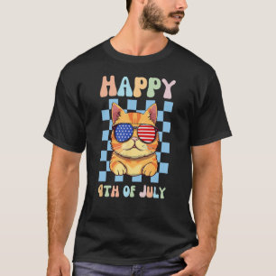 Happy 4th of July Cool Cat Sunglasses Patriotic US T-Shirt