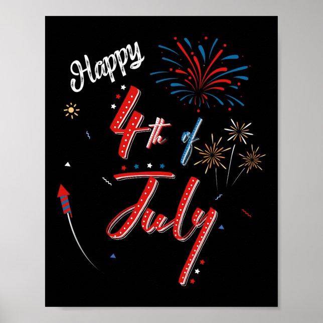 Happy 4th Of July Cool Independence Day Men Women  Poster (Front)