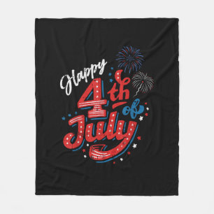 Happy 4th of July Cool Independence Day Patriotic Fleece Blanket
