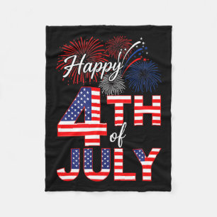 Happy 4th of july cool independence day patriotic fleece blanket